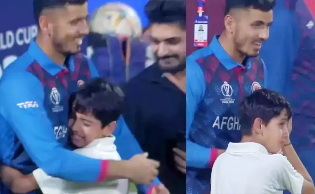 WC Eng Vs Afg: Young Fan Cries Hugs Mujeeb After Afghan Historic Win Video - Sakshi