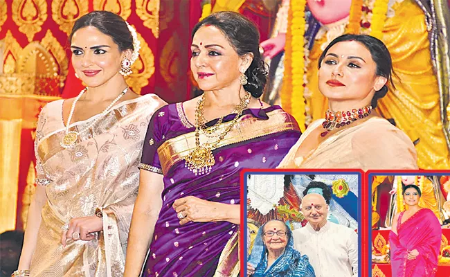 Bollywood celebs Visit Bombay Sarbojanin Durga Puja - Sakshi
