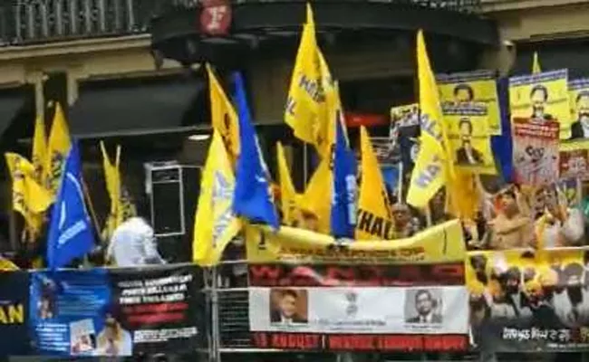 Khalistan supporters protest outside Indian High Commission in London - Sakshi