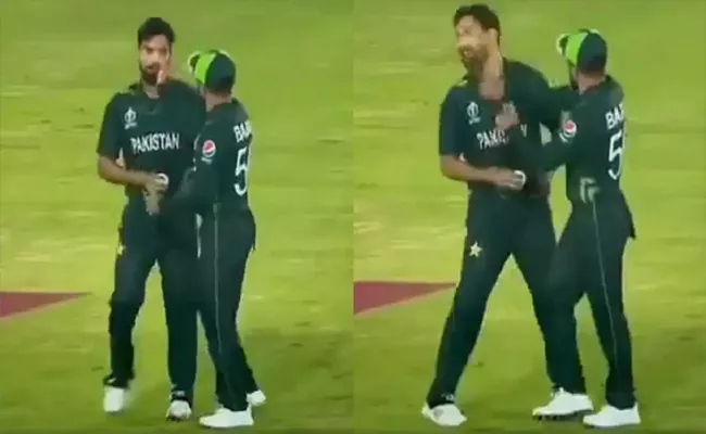 Babar Azam Slaps Haris Rauf During Pakistan Netherlands match - Sakshi
