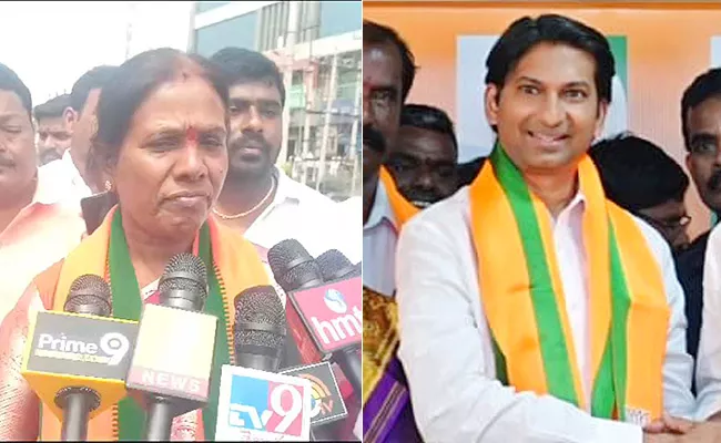 BJP Ticket War:Tula Uma And Vikas rao Files Nomination At vemulawada - Sakshi