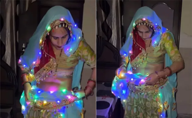 Woman Wearing Led Lights Saree Lehenga Dress - Sakshi