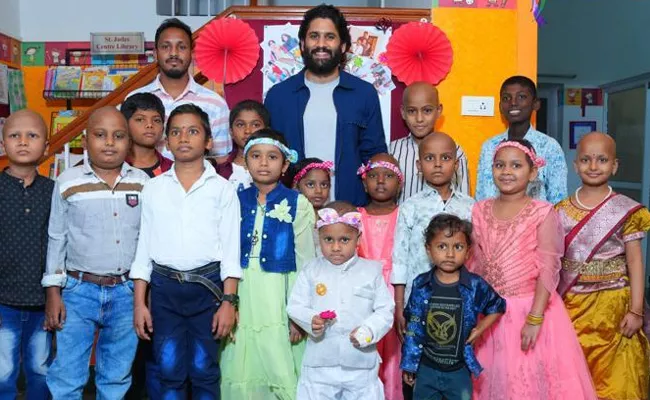 Naga Chaitanya Visited St Jude Child Care In Hyderabad - Sakshi