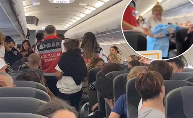 Woman Gives Birth On Pegasus Airplane As Shocked Passenger  - Sakshi