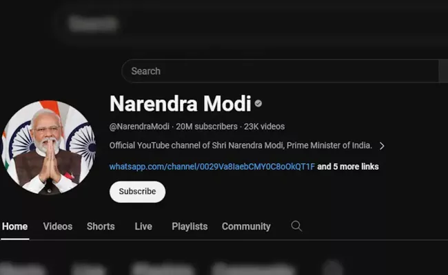 PM Modi YouTube Subscribers Cross 2 Crore - Sakshi