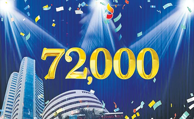 Sensex closes above 72,000; Nifty gains over 200 pts to settle at 21,654 - Sakshi