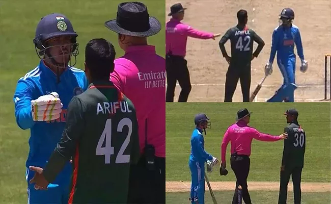 India U19 Captain In On Field Spat With Bangladesh Star As Umpire Intervenes - Sakshi