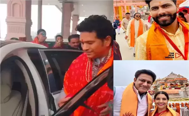 Sachin Tendulkar, Virat Kohli arrive in Ayodhya for Ram Mandir Pran Pratishtha ceremony - Sakshi