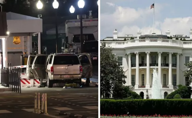 Vehicle Crashes Into US White House Exterior Gate Washington - Sakshi