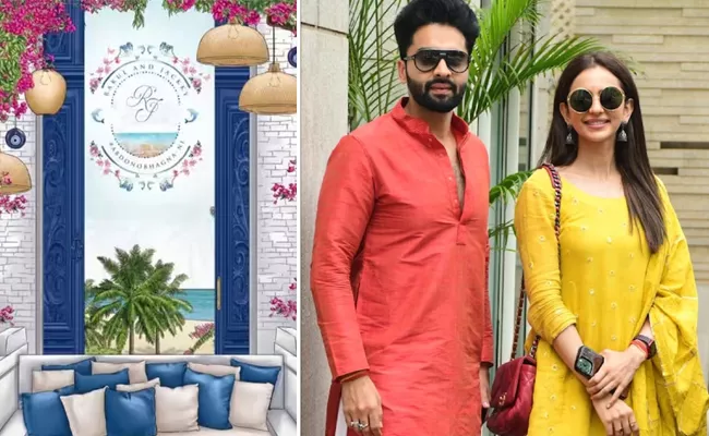 actress Rakul Preet Singh and Jackky Bhagnani wedding card pics go viral - Sakshi