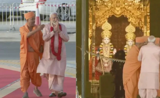 PM Modi Inaugurates BAPS Hindu Temple In Abu Dhabi - Sakshi
