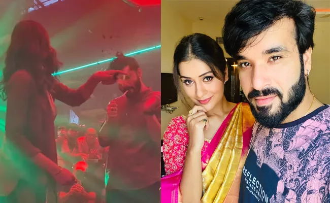 Payal Rajput Hits Saurabh On Valentine's Day, Watch Video - Sakshi