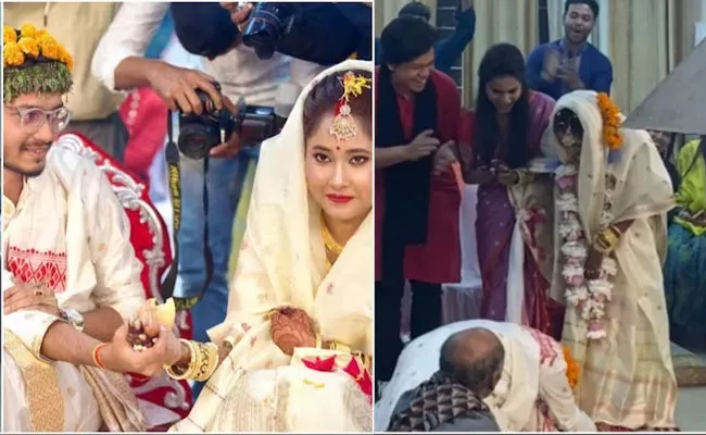 Guwahati groom touches bride feet during wedding Video Viral - Sakshi
