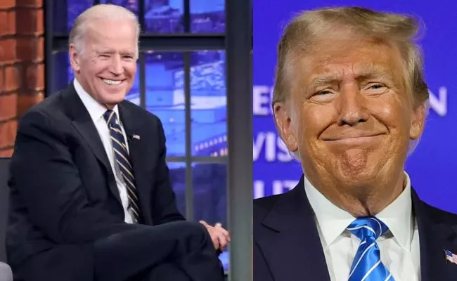 Biden counter Trump Seth Meyers Interview Cant Remember Wife Name - Sakshi