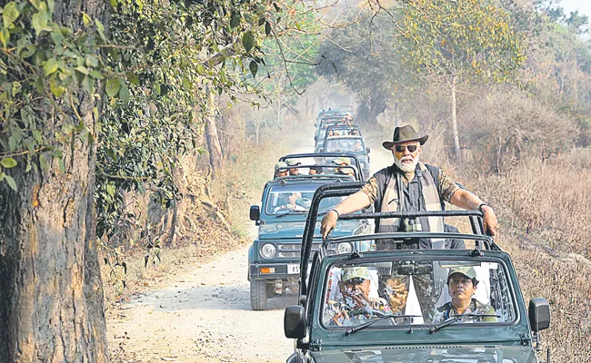 PM Narendra Modi Goes on Jungle Safari in Assam Kaziranga National Park - Sakshi