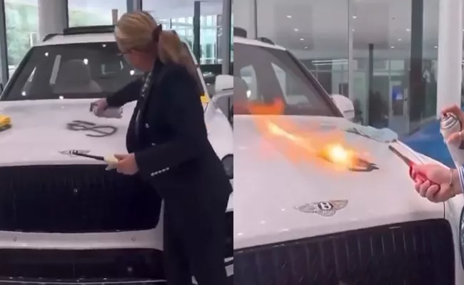 Bentley Staff Spray Paint And Flame One Of Their Cars - Sakshi