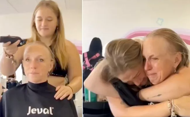 Daughter shaves her head in solidarity with mom who is a cancer patient - Sakshi