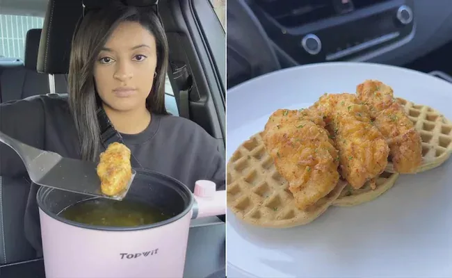 Woman Cooks Fried Chicken In Her Car - Sakshi