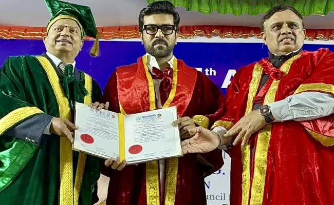Ram Charan Got Doctorate From Vels University - Sakshi