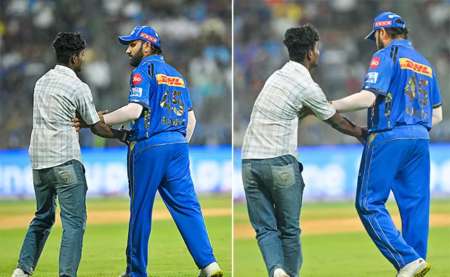 IPL 2024: Rohit Sharma Scared Out As A Fan Breaches Security During MI vs RR Clash - Sakshi