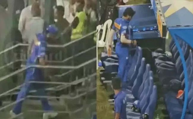 Hardik Pandya Sits Alone In Dug Out As MI Players Leave Playing Area After Heavy Defeat To RR - Sakshi