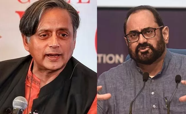 Shashi Tharoor accepts bjp Rajeev Chandrasekhar open debate challenge - Sakshi