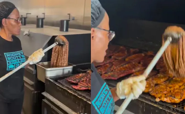 Viral Video Of A Mop Being Used For Spreading Sauce On BBQ 