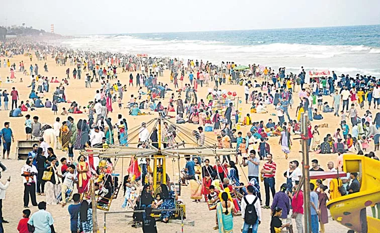 Increased visitors on beaches in Visakhapatnam