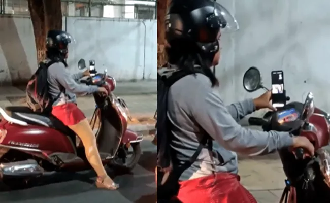 Bengaluru woman attends Zoom meeting while riding scooter