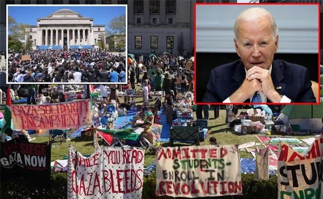 USA University Students Protests Against Joe Biden Over Israel Attacks - Sakshi