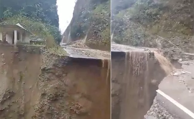 massive landslide arunachal cut national highway
