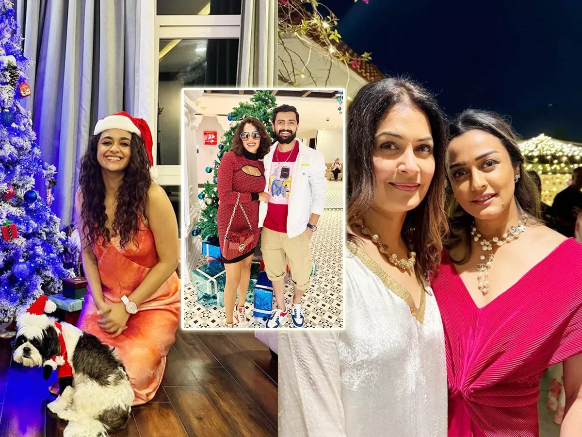 Celebrities Red Attire On Christmas Celebrations - Sakshi