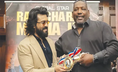 Man who fought Mike Tyson Won Titles Now Bouncer For Ram Charan