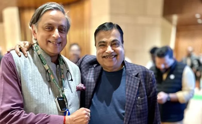Shashi Tharoor Met Nitin Gadkari Amid Suspentions In Parlament - Sakshi