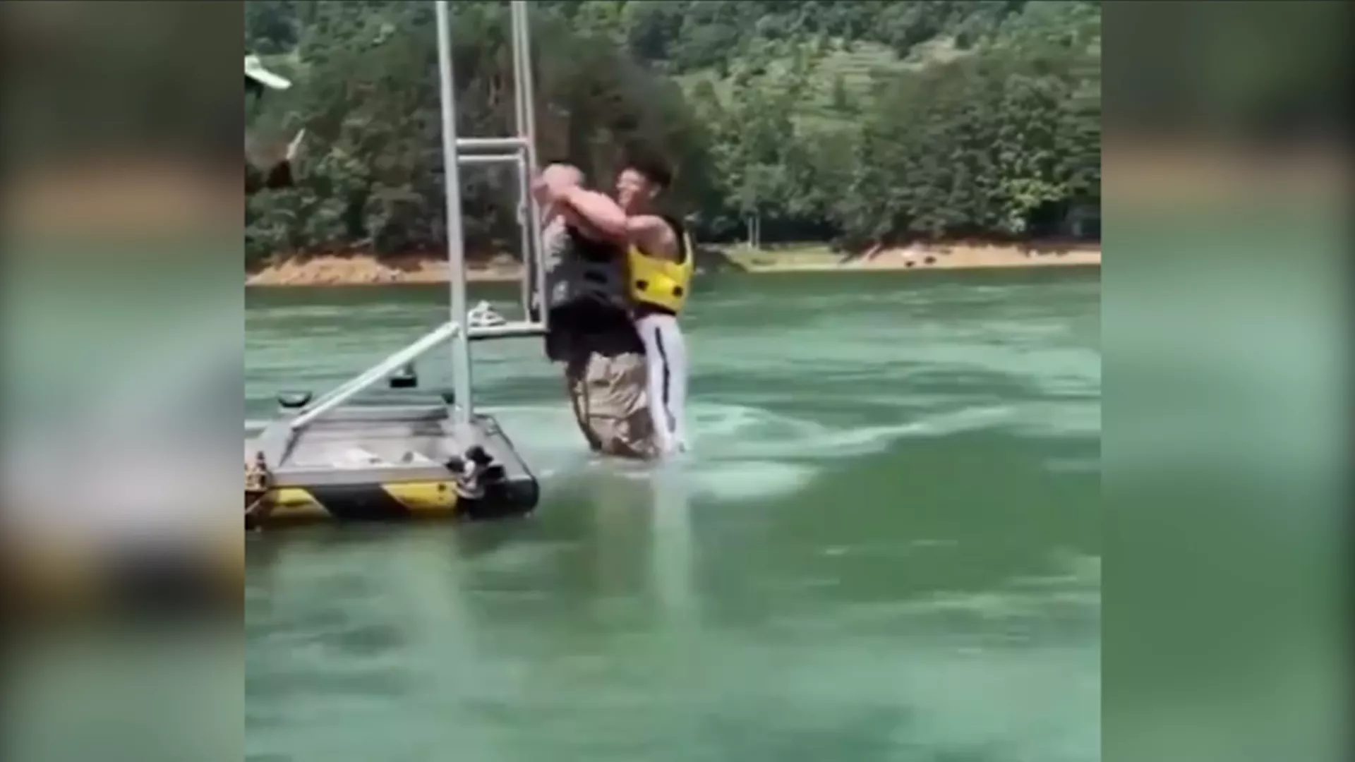 Heavy Weight Man Get Into Water After Jet Pack Moves Video Goes Viral