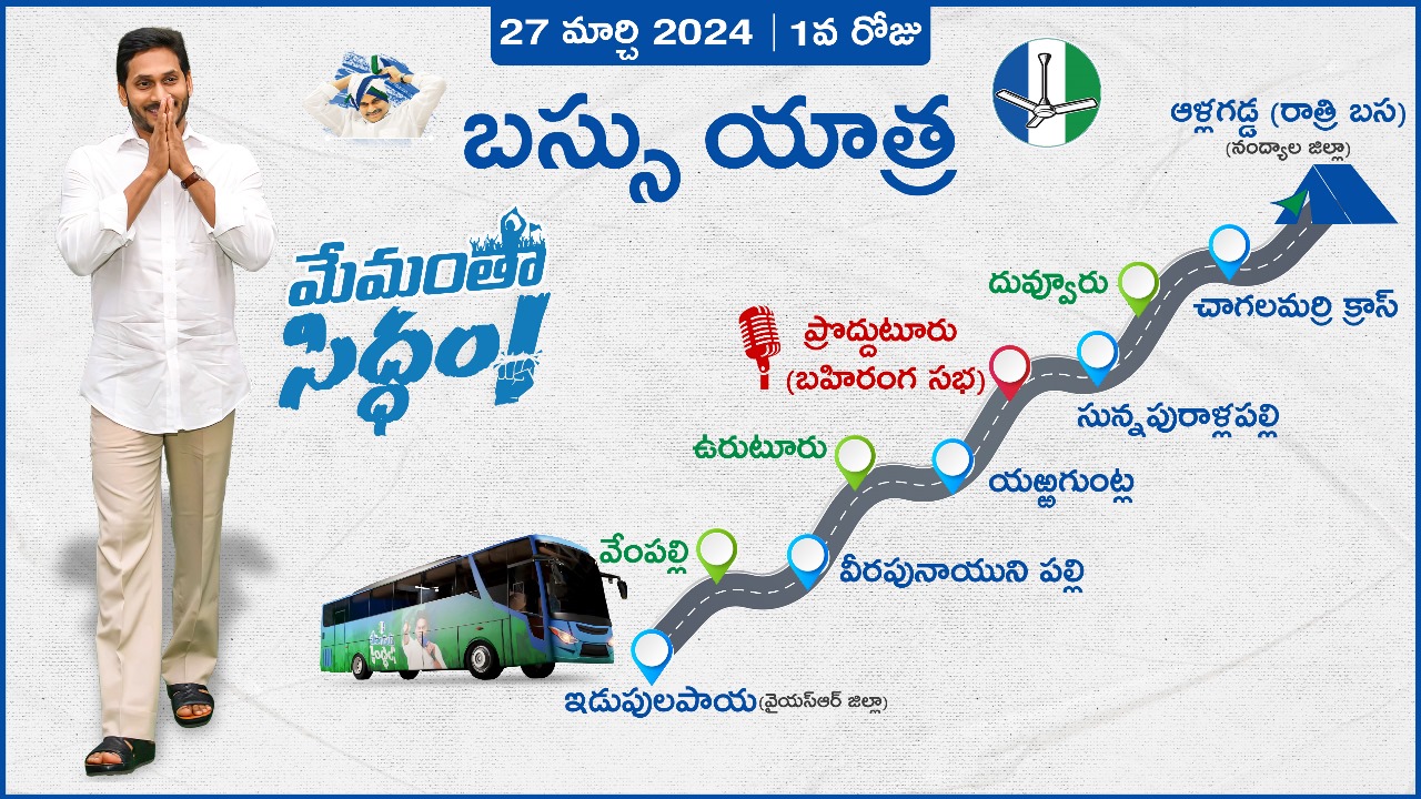 Jagan Bus Yatra Ysrcp Chief Ys Jagan Bus Yatra And Siddham Meetings Schedule