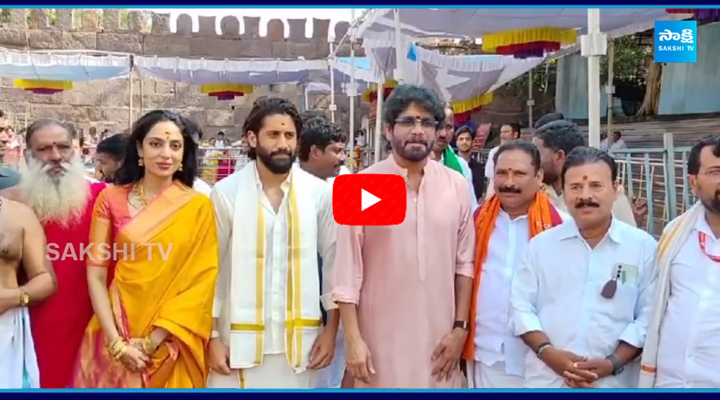 Akkineni Nagarjuna And Newly Married Couple Visited Srisailam Temple 2