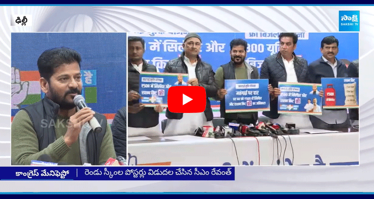 CM Revanth Reddy Releases Two Congress Guarantees Posters In Delhi 2