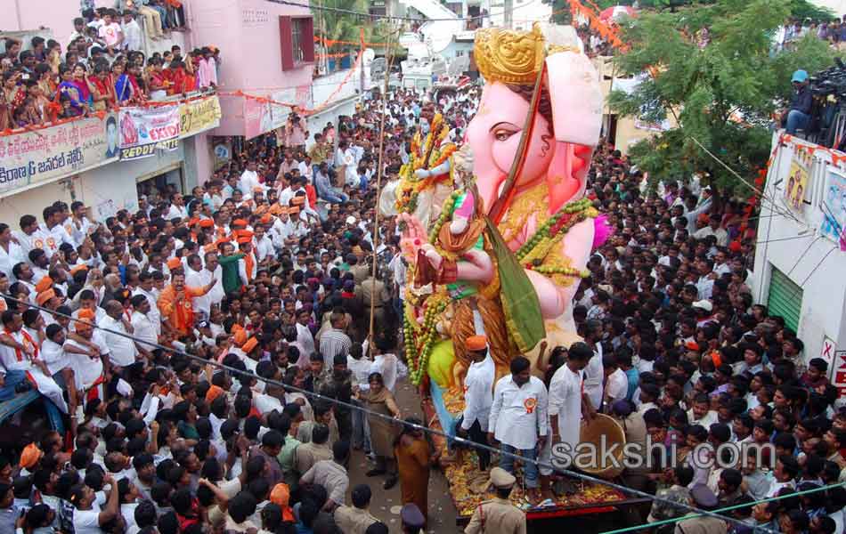 Lord Ganesh idols being immersed in Hussainsagar lake19