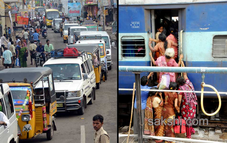 Traffic jam in AP telangana during godavari puskaras13