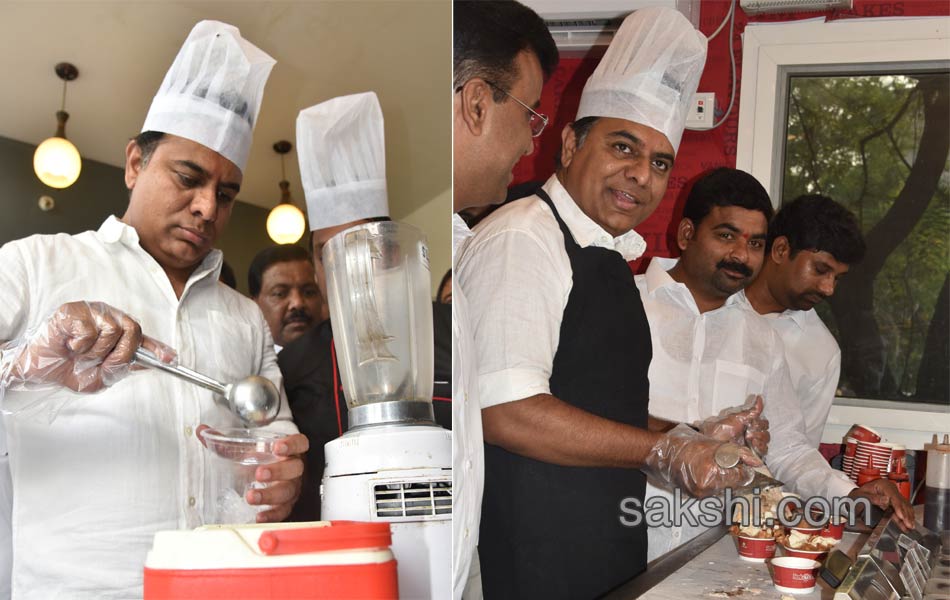 Telangana CM son KTR sells icecream for his party - Sakshi7