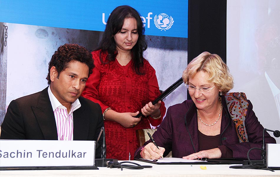 Sachin Tendulkar as the UNICEF Ambassador for South Asia7