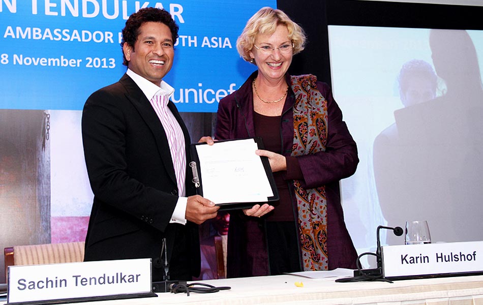 Sachin Tendulkar as the UNICEF Ambassador for South Asia8