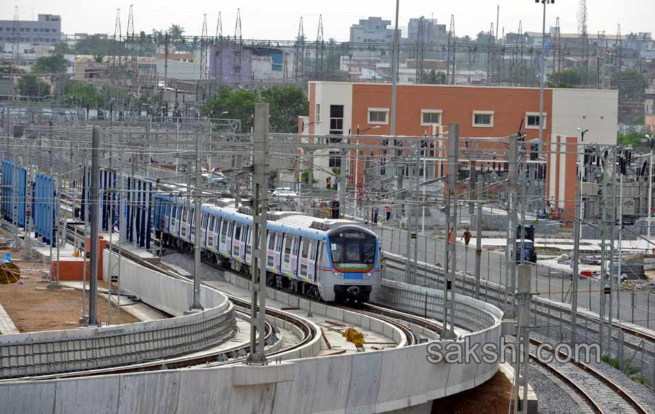 Hyderabad Metro Rail Test Run scenes - Sakshi13