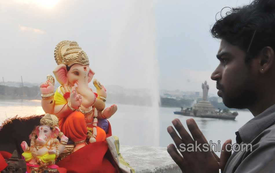 Lord Ganesha idol is immersed in water - Sakshi15