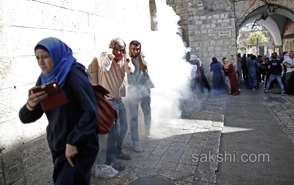 Palestinian demonstrators during clashes in the West Bank17