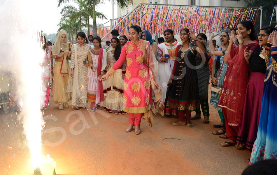 Diwali Celebrations in Minority College Heroine mannara chopra4