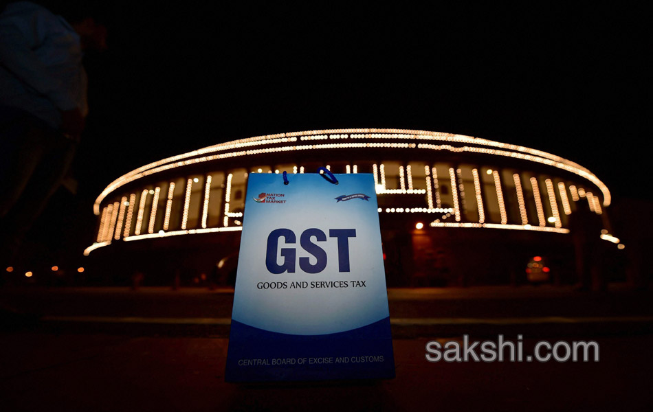 GST Launch President Pranab Mukherjee and PM Modi - Sakshi2