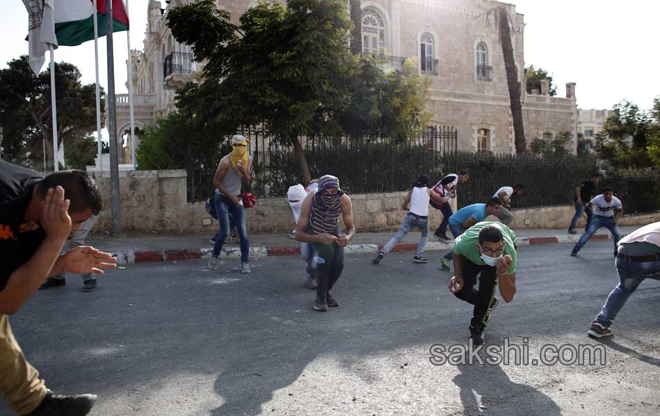 Palestinian demonstrators during clashes in the West Bank10