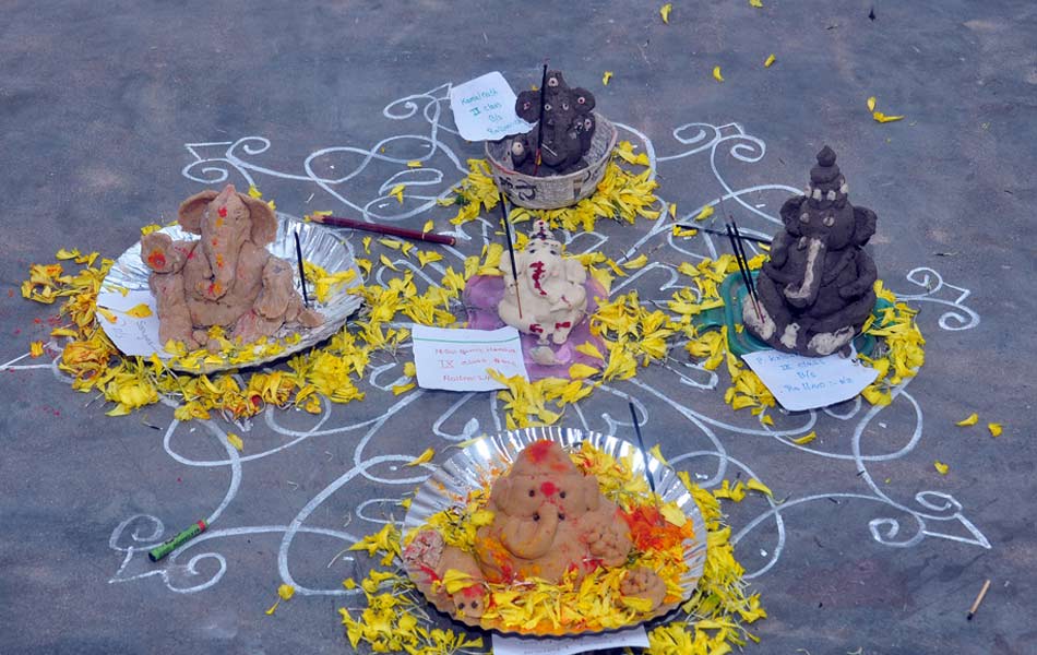 Children made eco friendly Vinayaka statues6